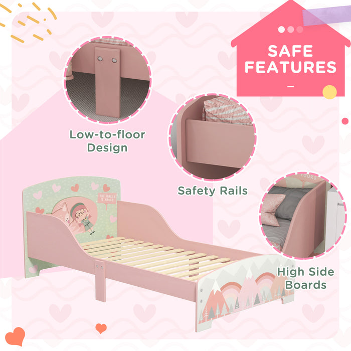 Kids Bedroom Furniture - Toddler Bed Frame Suitable for Ages 3-6 Years - Charming Pink Color for Young Children's Room