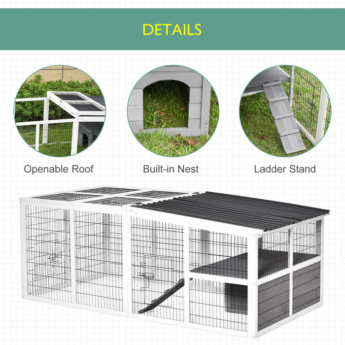 Wooden Guinea Pig & Small Rabbit Hutch - Indoor/Outdoor Pet Shelter with Hinged Roof and Water-Repellent Finish, Grey - Safe and Cozy Home for Small Animals