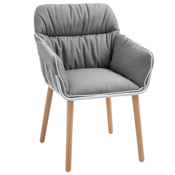 Modern Contrast Piped Accent Chair - Plush Padded Seat with Sturdy Wooden Legs and Protective Foot Pads - Stylish Armchair for Living Room, Bedroom, or Conservatory Comfort