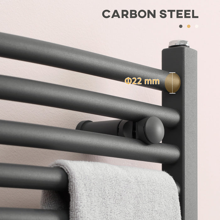 Heated Towel Rail Radiator - Hydronic Bathroom Ladder Warmer, 600mm x 700mm, Grey Finish - Ideal for Central Heating and Cozy Towels