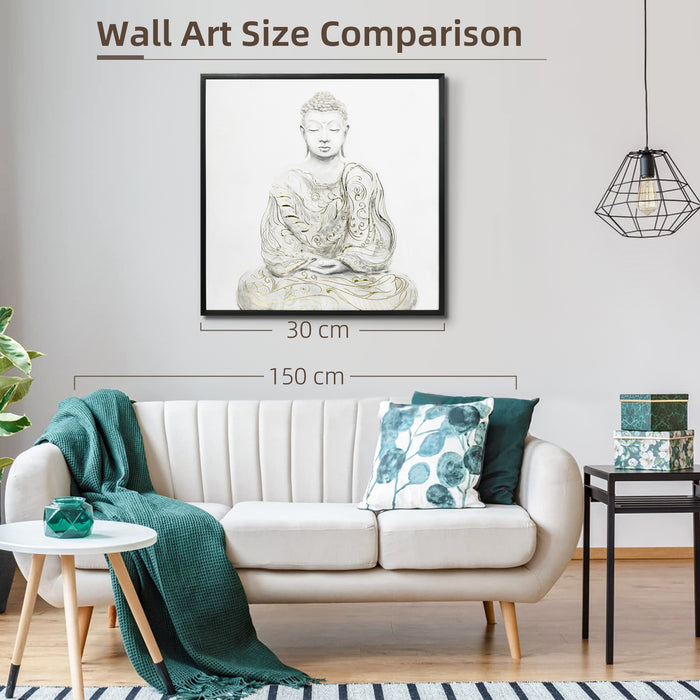 Textured Golden Buddha Canvas Art - Serene Meditation Wall Picture for Home Decor - Ideal for Living Room and Bedroom, 83x83 cm