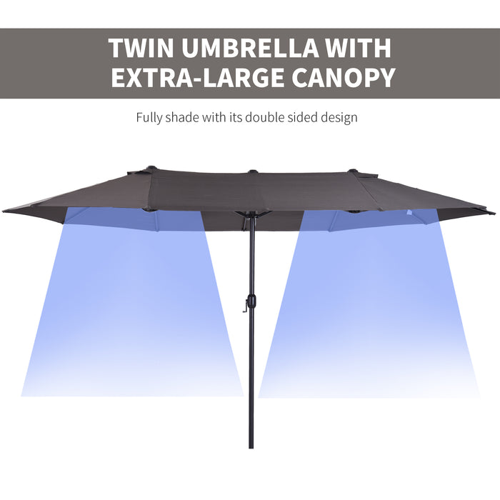 Double-Sided 4.6m Garden Parasol - Patio Sun Umbrella, Market Shelter Canopy, Grey Shade - Ideal for Outdoor Relaxation and UV Protection (Base Not Included)