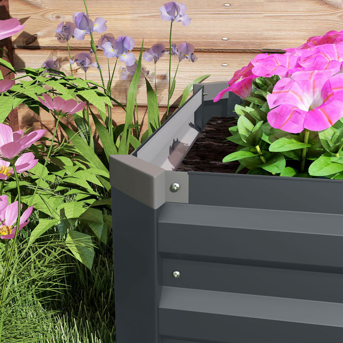 Galvanized Garden Bed - Rectangular Elevated Planter Box with Safety Edging, 240x60cm - Ideal for Flowers, Herbs, and Vegetable Gardening, Grey