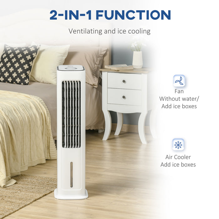 Evaporative Air Cooler with Ice Compartment - 3 Modes & Speeds, Remote, Timer, White - Ideal for Home Cooling & Energy Efficiency