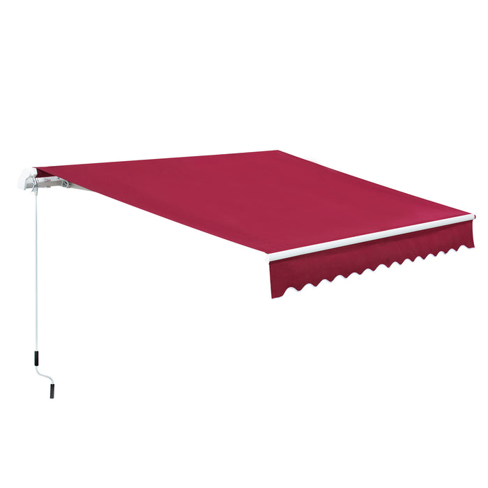 Manual Retractable Garden Awning - 3.5 x 2.5M Patio Sun Shade Shelter in Wine Red with Winding Handle - Outdoor Comfort & UV Protection for Homeowners