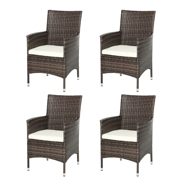 4-Piece Rattan Chair Set - Cushioned Patio Sofa Chairs for Outdoor Living - Ideal for Backyard Comfort and Entertainment