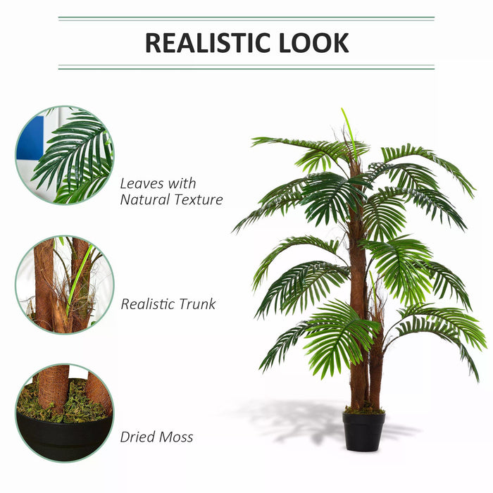 Artificial Palm Tree - 120cm/4ft Lifelike Decorative Plant with 19 Lush Leaves in Nursery Pot - Ideal for Indoor/Outdoor Home and Office Greenery