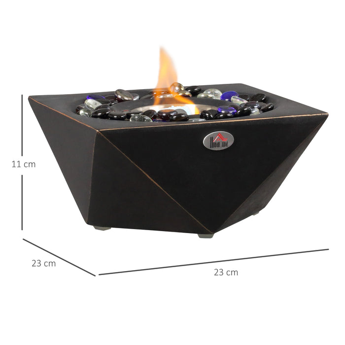 Portable Tabletop Fireplace - Concrete Bioethanol 0.4L Tank for Liquid & Solid Alcohol, Compact Design in Black - Perfect for Cozy Ambience & Heating Needs