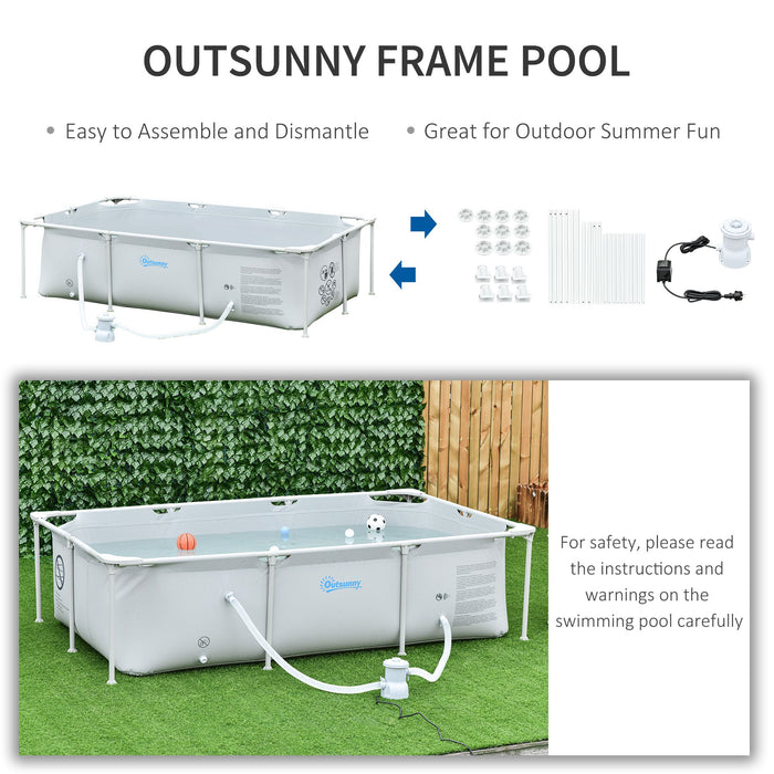 Above Ground Steel Frame Pool with Pump - Rust-Resistant with Reinforced Sidewalls, Includes Filter Cartridge, 252x152x65cm, Grey - Ideal for Family Outdoor Fun and Backyard Swimming