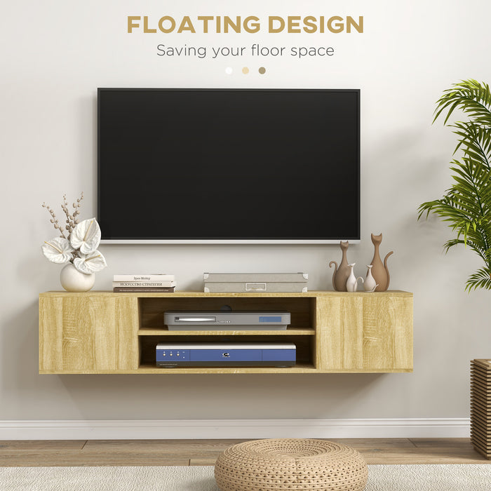 Modern Floating TV Stand Cabinet - Up to 60 Inch Screen Support, Open Shelving and Storage Space - Ideal Media Entertainment Center for Home Theater Setup