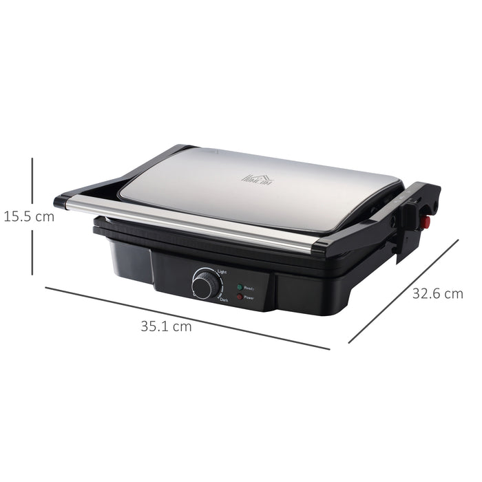 4 Slice Health Grill and Panini Press - 2000W Electric Non-stick Surface with 180° Opening & Drip Tray - Adjustable Temperature for Perfect Grilling and Toasties