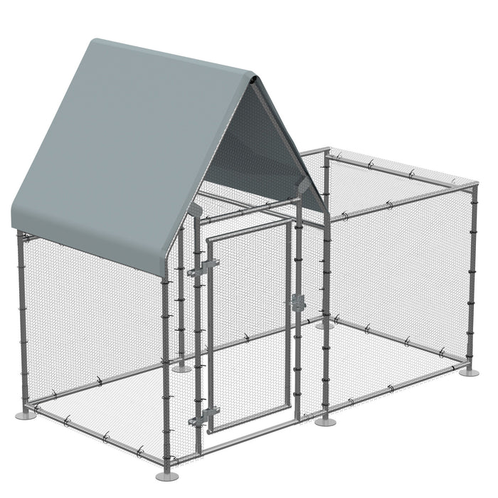 Large Galvanized Chicken Run Coop - Spacious Walk-In Hen Poultry House with Rabbit Hutch, Metal Enclosure for Outdoor Use - Ideal for Backyard Farmers & Pet Lovers, 200x105x172cm