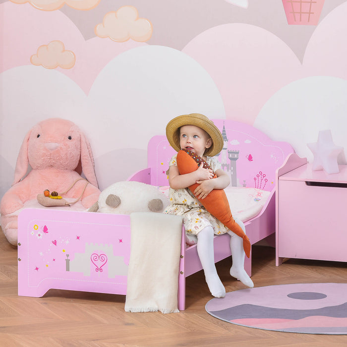 Kids Castle Bed with Charming Pink Design - MDF Construction Single Sleeper for Children - Perfect Bed for Little Princesses