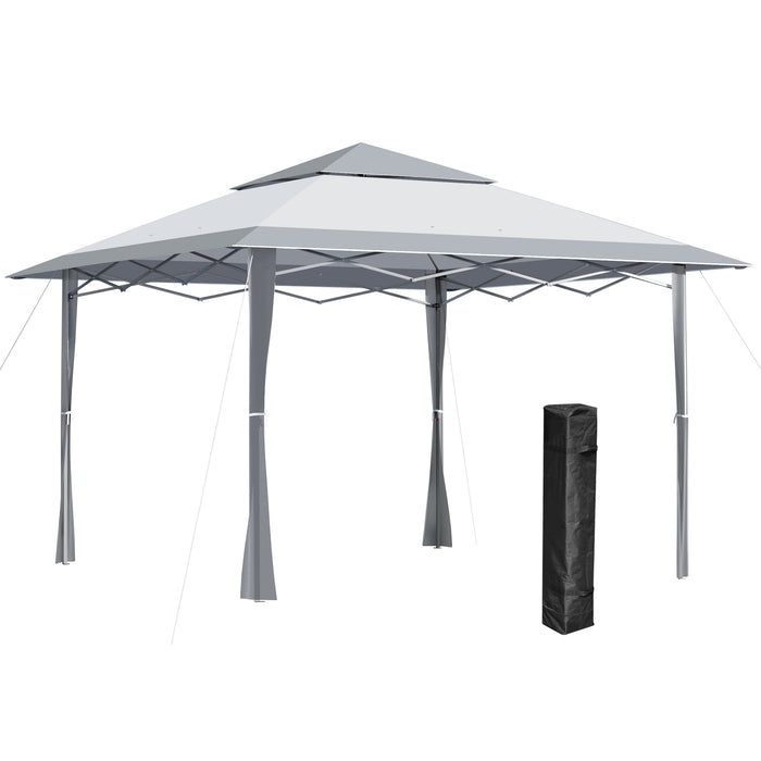 Pop-Up Canopy Gazebo with Roller Bag - Adjustable Legs, Steel Frame, 4 x 4m, White & Grey Color Scheme - Ideal for Outdoor Parties and Events