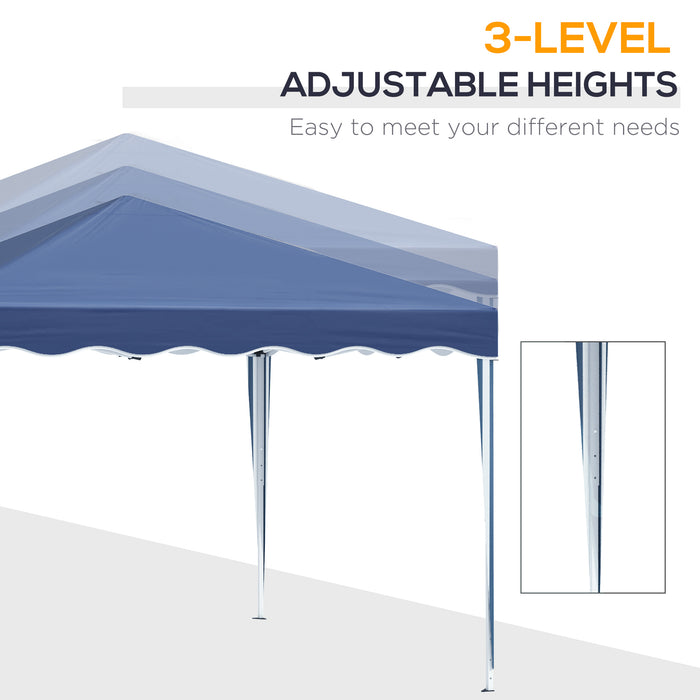 Pop Up Gazebo Canopy 3x3m - Foldable Blue Tent with Adjustable Height and Wave Edge Design - Ideal for Garden Parties & Outdoor Events