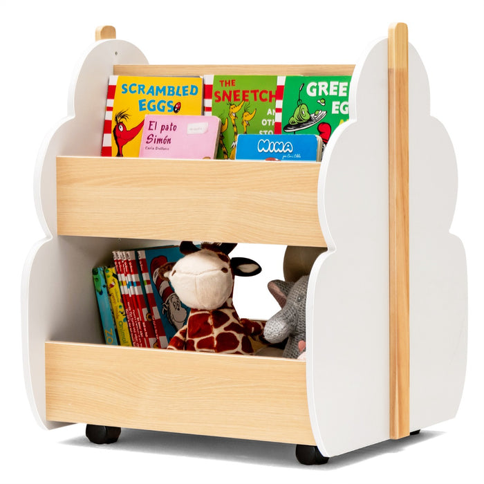 Universal Wheel Bookshelf - Kids Wooden Shelving Unit in Green - Ideal Storage Solution for Children's Books