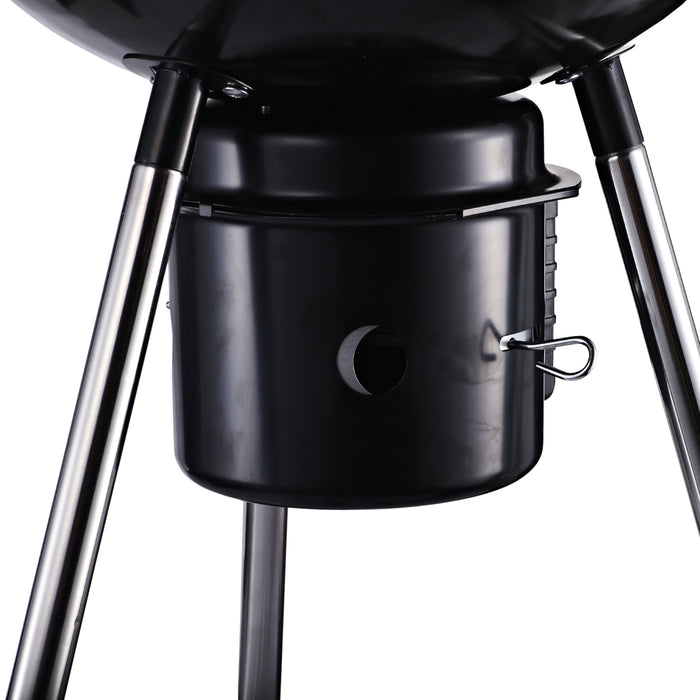 Portable Charcoal BBQ Grill with Smoker - Freestanding Garden Barbecue with Wheels, Storage Shelves, On-body Thermometer - Ideal for Outdoor Cooking and Entertaining