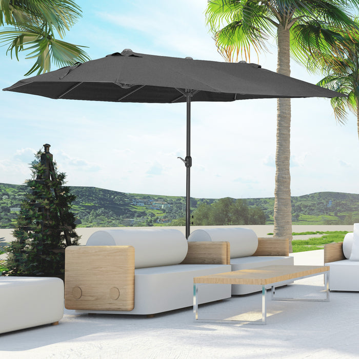 Double-Sided 4.6m Patio Parasol - Large Outdoor Sun Umbrella in Elegant Black - Ideal Shade Solution for Garden, Poolside, and Deck Relaxation