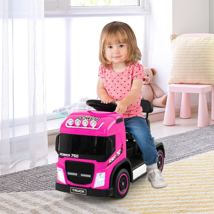 Kids' Electric Ride-On Truck - Height Adjustable Seat, LED Lights, Pink Color - Perfect Fun Mobility Toy for Children