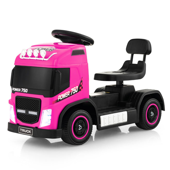 Kids' Electric Ride-On Truck - Height Adjustable Seat, LED Lights, Pink Color - Perfect Fun Mobility Toy for Children