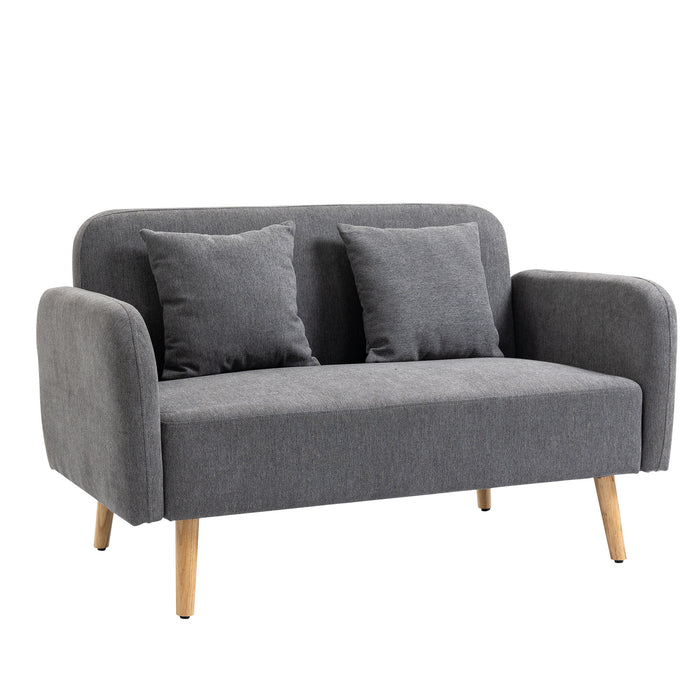 Chenille Upholstered Loveseat - 2-Seat Plush Sofa with Durable Rubberwood Legs, Grey - Perfect Cozy Seating for Small Spaces