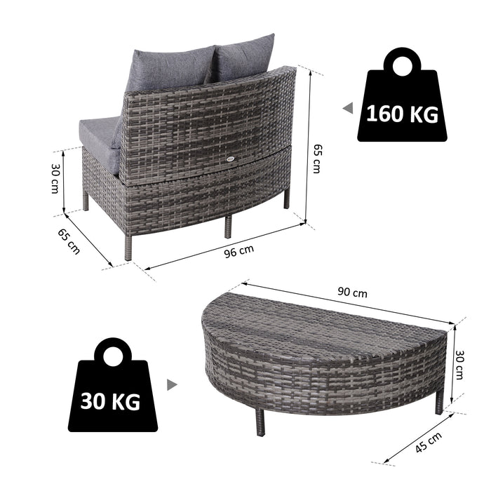 Rattan Garden Furniture Set - 4-Seater Wicker Weave Patio Sofa & Table with Cushions and Pillows - Ideal for Outdoor Living and Entertaining