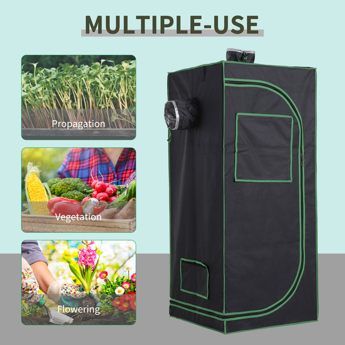 Hydroponic Plant Grow Tent with Viewing Window and Tool Bag - 60x60x140cm Compact Black/Green Indoor Gardening Enclosure - Ideal for Urban Farmers & Small Space Gardening