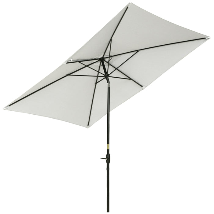 Rectangular Market Umbrella Patio - 2 x 3m Garden Parasol with Crank & Push Button Tilt, Cream White - Ideal for Outdoor Table Shade and Shelter