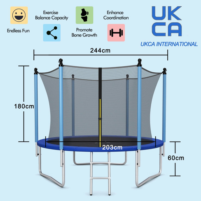 Outdoor Trampoline 8FT Model - 8/10/12FT Size, With Safety Enclosure Net and Ladder - Perfect for Energetic Kids and Physical Fitness Enthusiasts