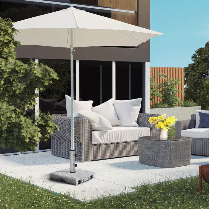 Granite 28kg Square Parasol Base with Wheels - Heavy-Duty, Stainless Steel Tube, Retractable Handle, Grey - Stable Support for Outdoor Umbrellas