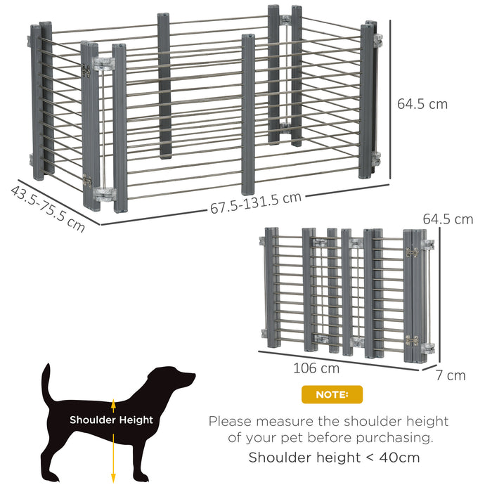 Adjustable Puppy Playpen with Gate Locks - Foldable Indoor/Outdoor Dog Enclosure, 64.5cm High in Grey - Ideal for Small Dogs and Safe Play Area