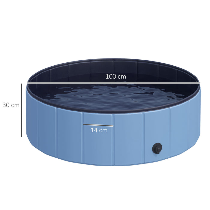 Foldable Dog Pool - Φ100x30H cm, Durable PVC Pet Swim Bath, Easy Setup - Perfect for Dogs and Outdoor Summer Fun