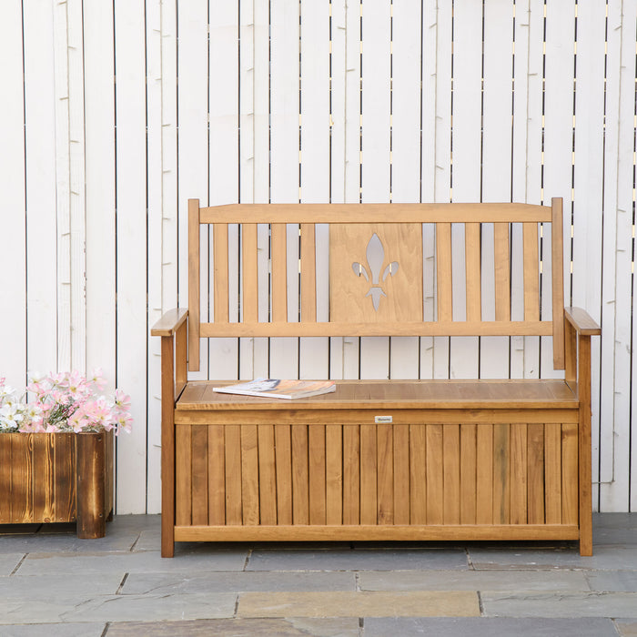 2-Seater Wooden Garden Bench with Storage - Outdoor Patio Seating & Weather-Resistant Storage Box, 125 x 68.5 x 97cm - Ideal for Deck, Porch, and Garden Spaces