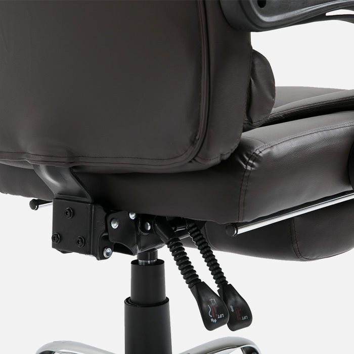 Executive High-Back Swivel Chair with Retractable Footrest - PU Leather, Adjustable Height & Reclining - Comfort for Office Professionals