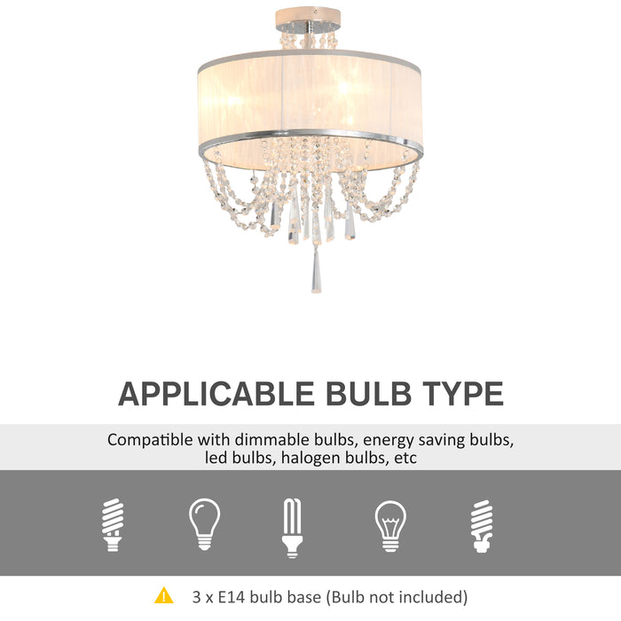 Elegant Metal Chandelier with Pleated Shade - Crystal Pendant Ceiling Light Fixture for Home Decor - Ideal for Living Room, Dining Room & Bedroom Ambiance