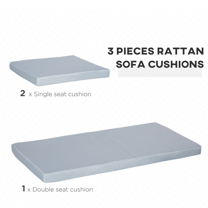 Outdoor Rattan Furniture Seat Cushions 3-Pack - Weather-Resistant Grey Garden Chair Pads - Comfort Upgrade for Patio and Deck Seating