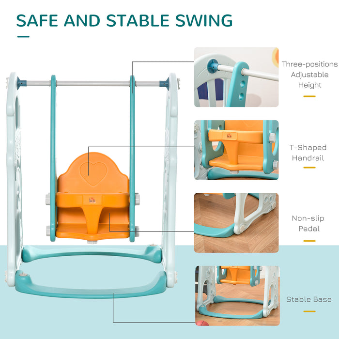 3-in-1 Slide & Swing Playset with Basketball Hoop - Adjustable Height, Water-Fillable Base, Toddler Activity Center - Child-Friendly Indoor/Outdoor Climber Playground for Active Play