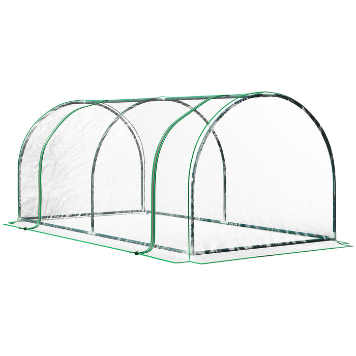 Green Grow Tunnel Greenhouse - Steel Frame Outdoor Garden Structure with PE Transparent Cover - Ideal for Plant Protection & Extended Growing Season, 200x100x80cm