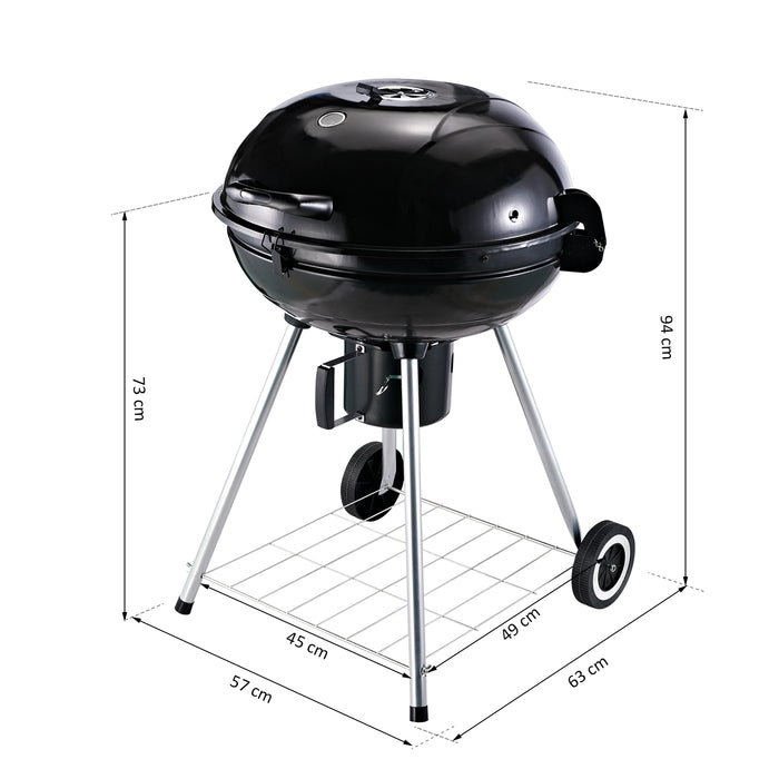 Portable Charcoal BBQ Grill - Outdoor Kettle Barbecue with Wheels for Picnics, Parties, Camping - Ideal for Travel & On-the-Go Cookouts