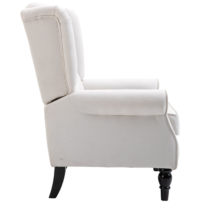 Wingback Accent Chair - Retro Button Tufted Upholstered Design for Elegance - Ideal Comfy Seating for Living Room and Bedroom, Cream White