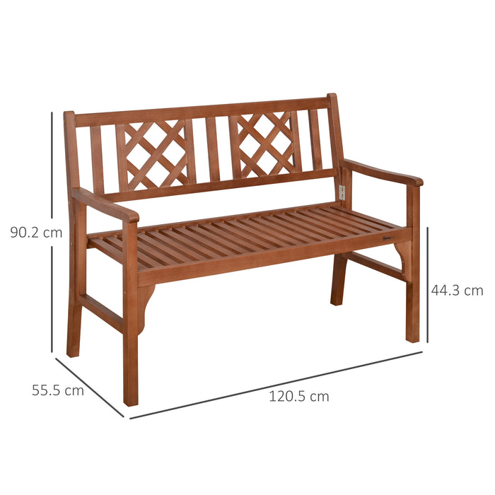 2-Seater Foldable Wooden Garden Bench - Loveseat Chair with Backrest and Armrest for Outdoor Comfort - Perfect for Patio, Porch, or Balcony Use