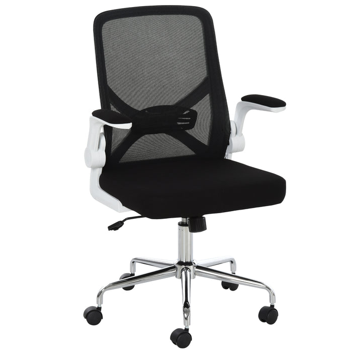 Ergonomic Mesh Swivel Office Chair with Flip-Up Arms - Adjustable High-Back Design with Lumbar Support for Home or Office - Ideal for Comfortable All-Day Seating and Productivity