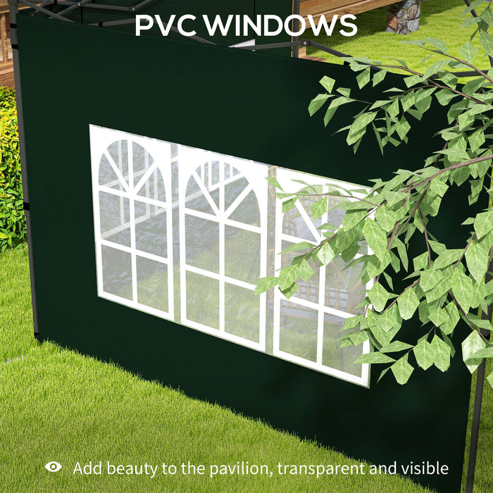 Gazebo Side Panel Replacements with Windows - Fits 3x3m or 3x6m Canopy, Green, Pack of 2 - Ideal for Outdoor Shelter and Privacy