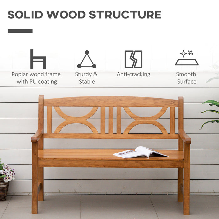 Wooden Garden Loveseat - 2-Seater Outdoor Patio Bench with Natural Finish - Perfect for Yard, Lawn, and Porch Relaxation