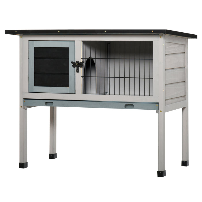 Outdoor Fir Wood Rabbit Hutch - Elevated and Weather-Resistant Design - Ideal for Backyard Pet Safety and Comfort