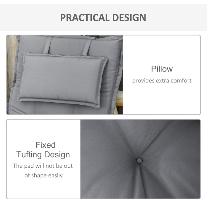 High Back Padded Patio Chair Cushions with Pillow - Set of 2, Durable Outdoor Seating Comfort, 20x50x9cm - Ideal for Home and Garden Relaxation in Dark Grey