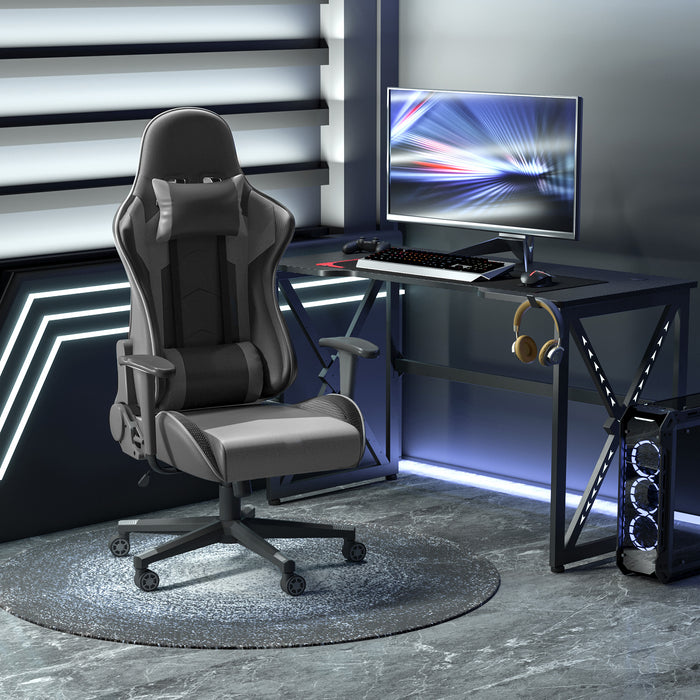 High Back Racing Gaming Chair - Ergonomic Recliner, 360° Swivel, Rocking Function, Adjustable Height, Built-in Lumbar Support with Pillow - Comfortable Gaming and Home Office Use