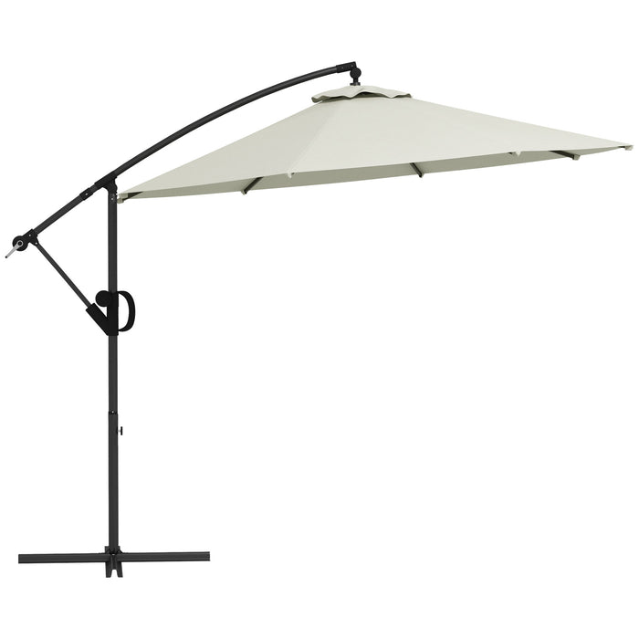 Cantilever Parasol with Cross Base - Banana-Shaped Patio Umbrella with Crank, Tilt Function, and 8 Ribs - Ideal for Outdoor Pool, Garden, and Balcony Use in Cream Color