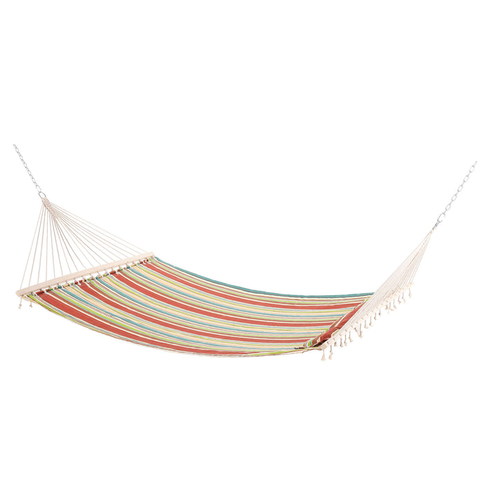 Cotton Hammock Swing Bed with Pillow - Double-Sized Outdoor Patio Leisure Lounger - 188 x 140 cm Comfort for Relaxation and Backyard Enjoyment, Green