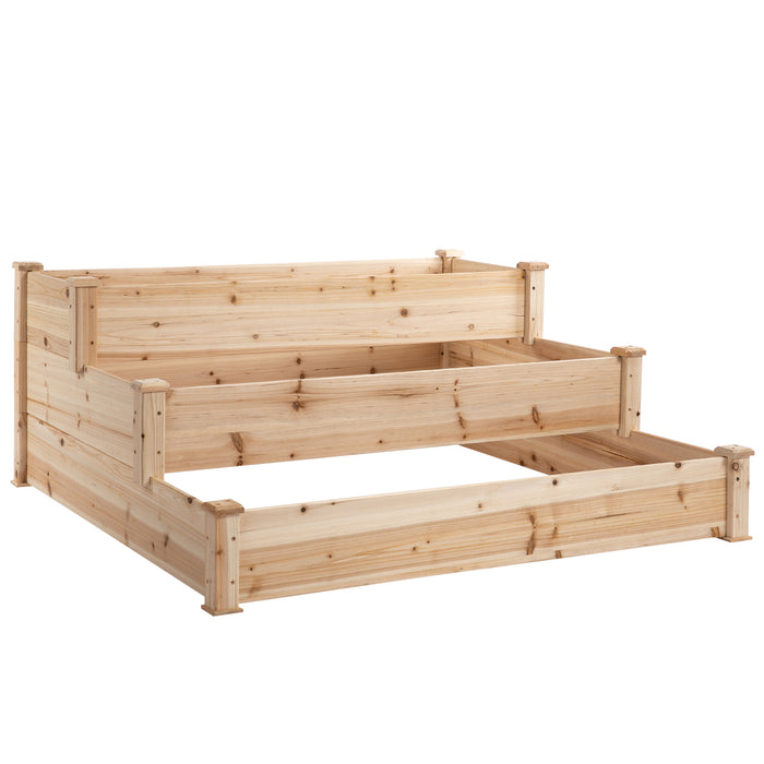 3-Tier Wooden Raised Garden Bed Kit - Elevated Planting Box Stand for Yard & Patio, 124cm x 124cm x 56cm - Ideal for Outdoor Gardening Enthusiasts